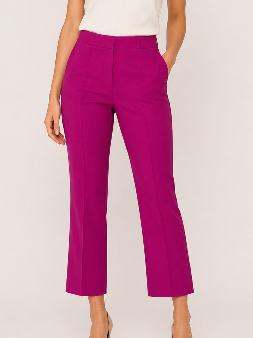 ESCADA Tiaras Tourmaline Magenta Cropped Straight Leg Pants Size 42 US Sz 12